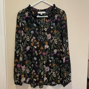 LOFT Printed Woven Long Sleeve Blouse